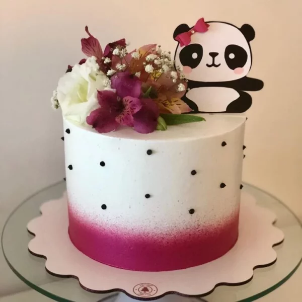 ideia bolo panda rosa