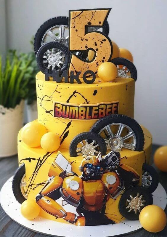 ideia bolo tema transformers bumblebee