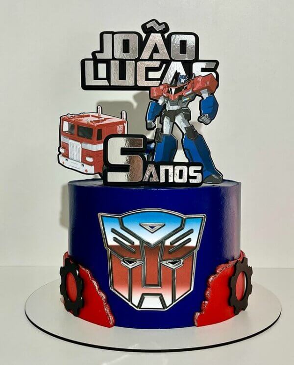 bolo tema transformers azul