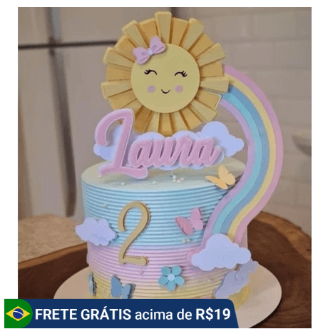 topper para bolo raio de sol