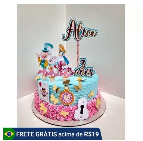 topper bolo festa infantil alice