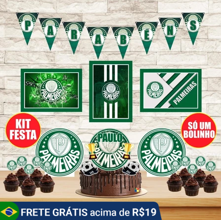 kit festa infantil decoração do palmeiras