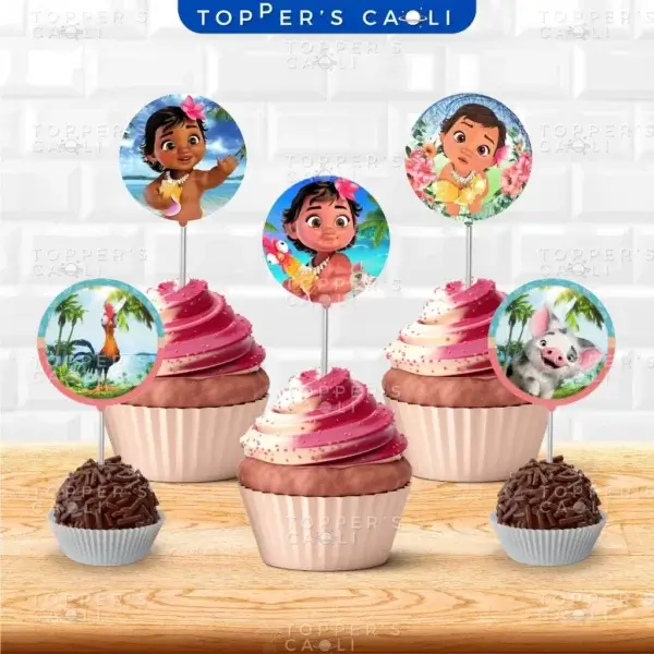 topper cupcake moana baby