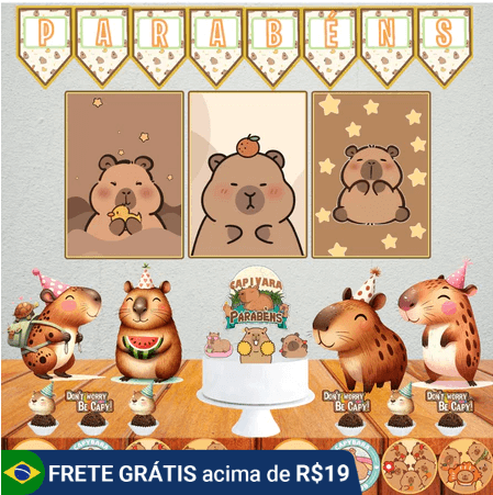 kit decoração capivara