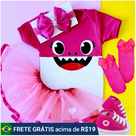roupa para mesversário baby shark