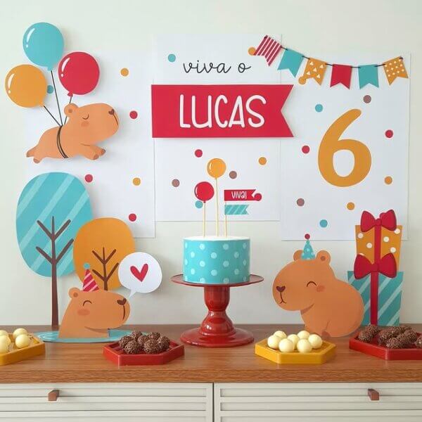 decoração festa capivara menino