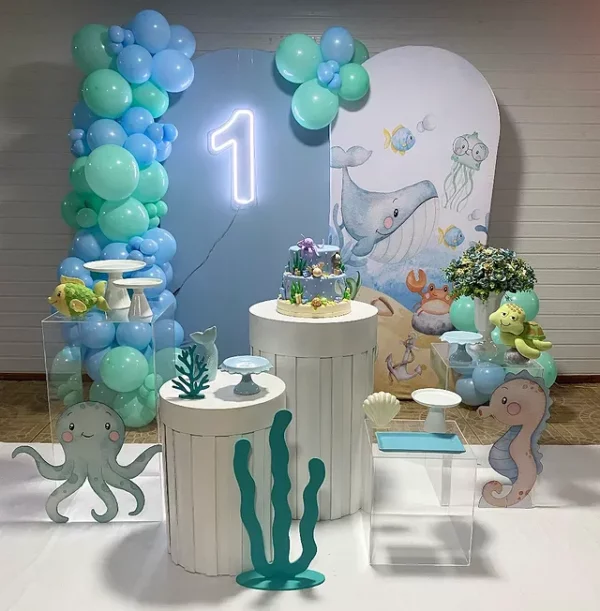 ideia de decoração fundo do mar festa infantil