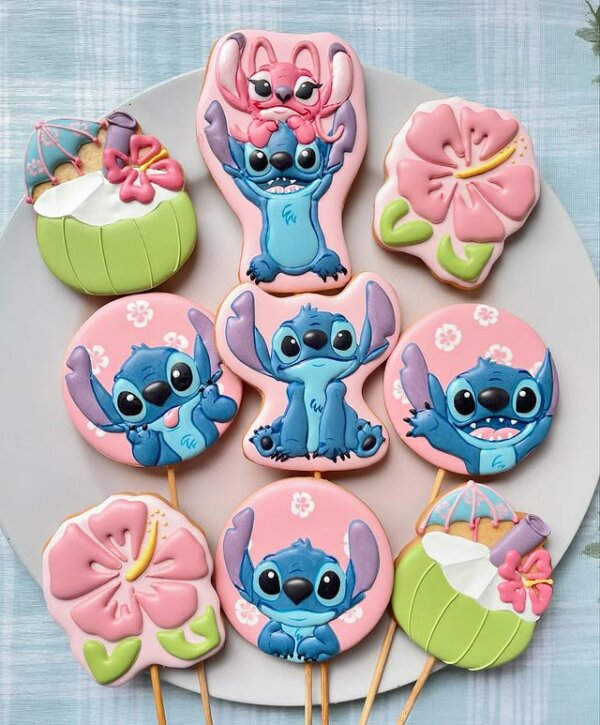ideias biscoito stitch e angel
