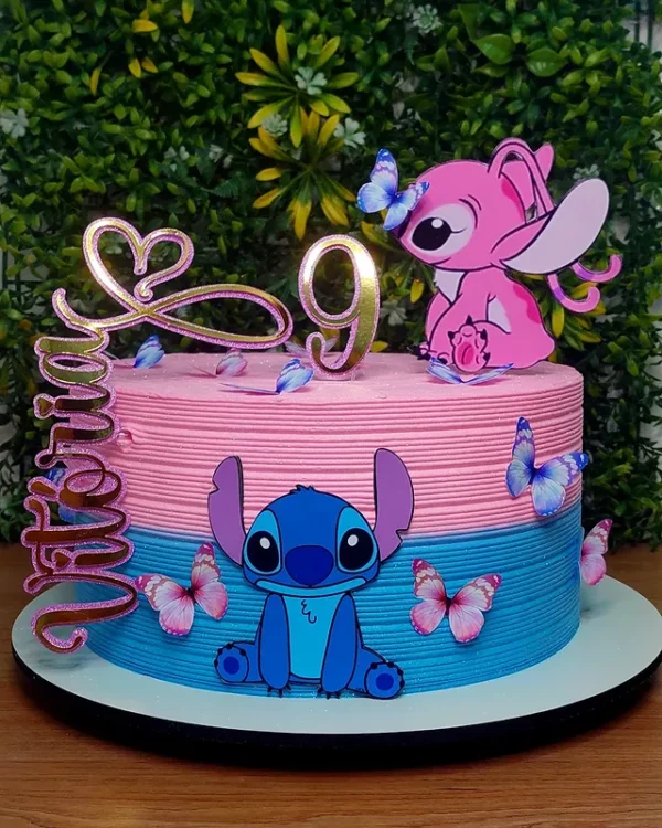 bolo festa infantil stitch e angel
