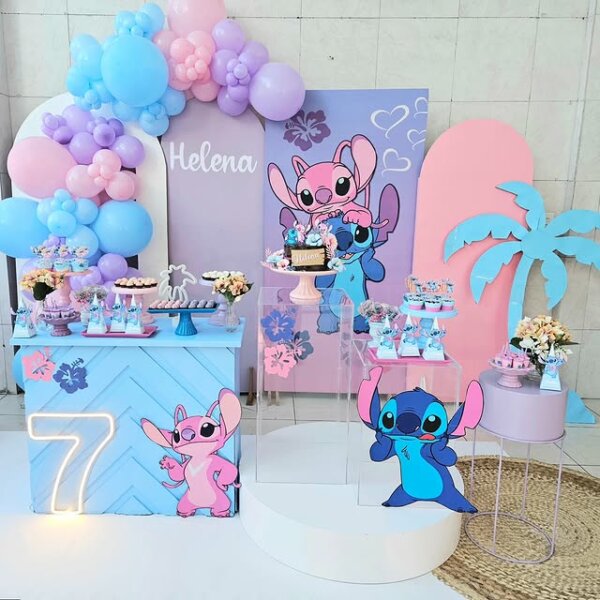 ideia de festa stitch e angel