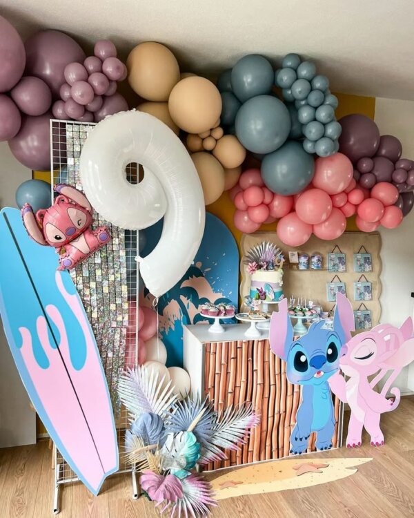 decoração para festa infantil stitch e angel