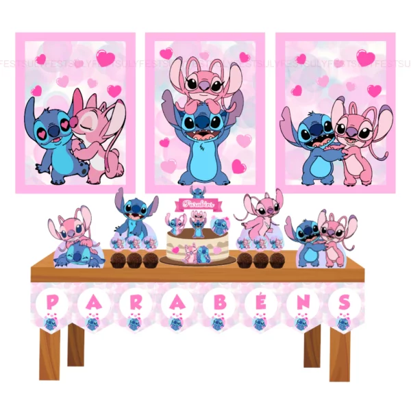 kit para festa stitch e angel em casa