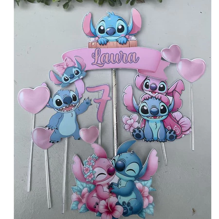 topo de bolo stitch e angel
