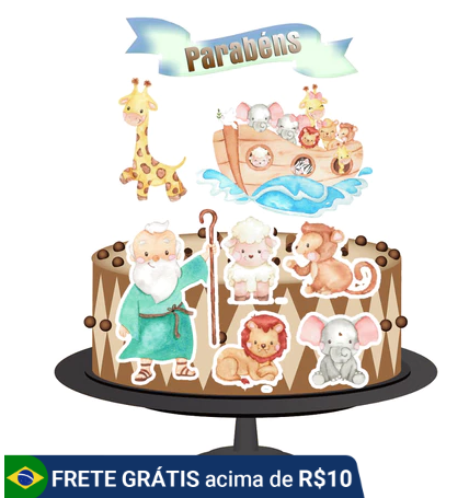 topper bolo arca de noé