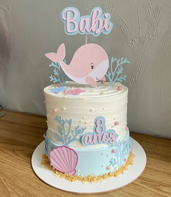 ideia para bolo decoração baleia