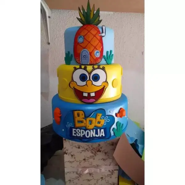 ideia de bolo decoração bob esponja