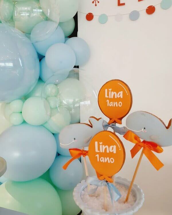 decoração baleia festa 1 ano