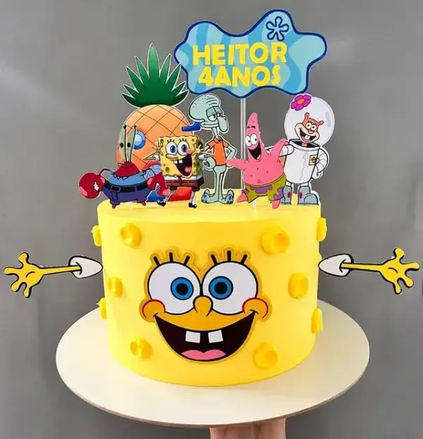 ideia de bolo bob esponja festa infantil