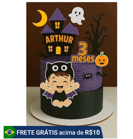 kit topper bolo mesversário halloween