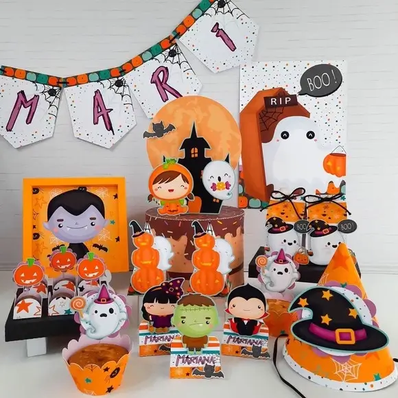 kit para decoração mesversário halloween