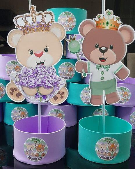 ideia de decoração centro de mesa chá revelação