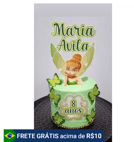 kit topper bolo da sininho
