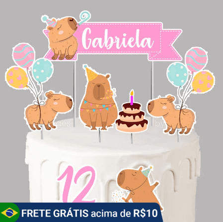 kit topper bolo capivara
