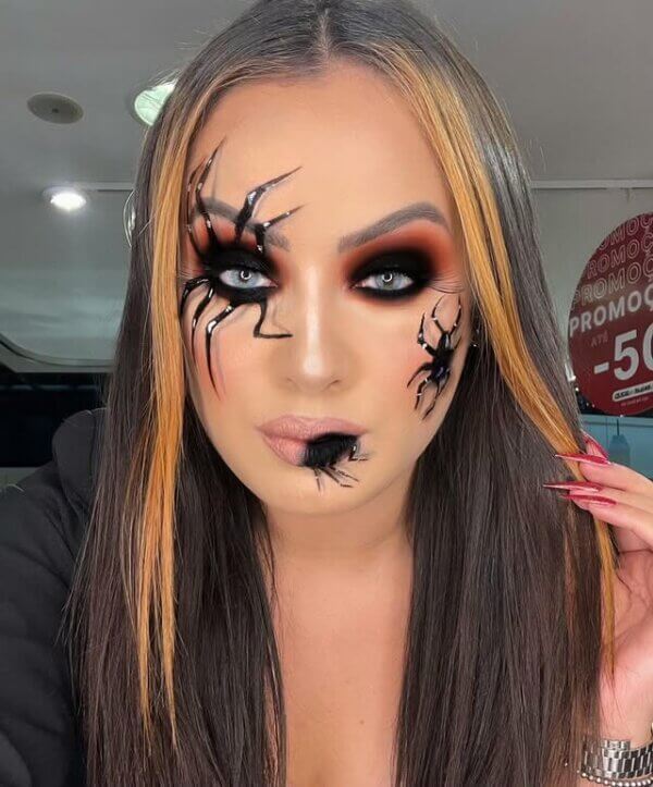 aranha maquiagem dia das bruxas
