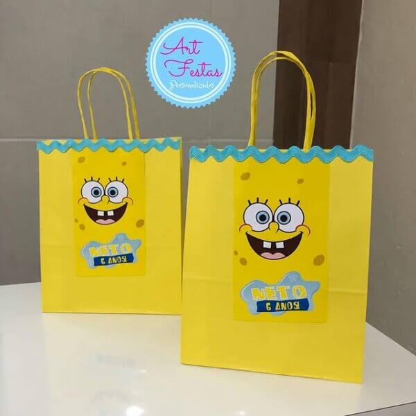 sacola lembrancinha do bob esponja